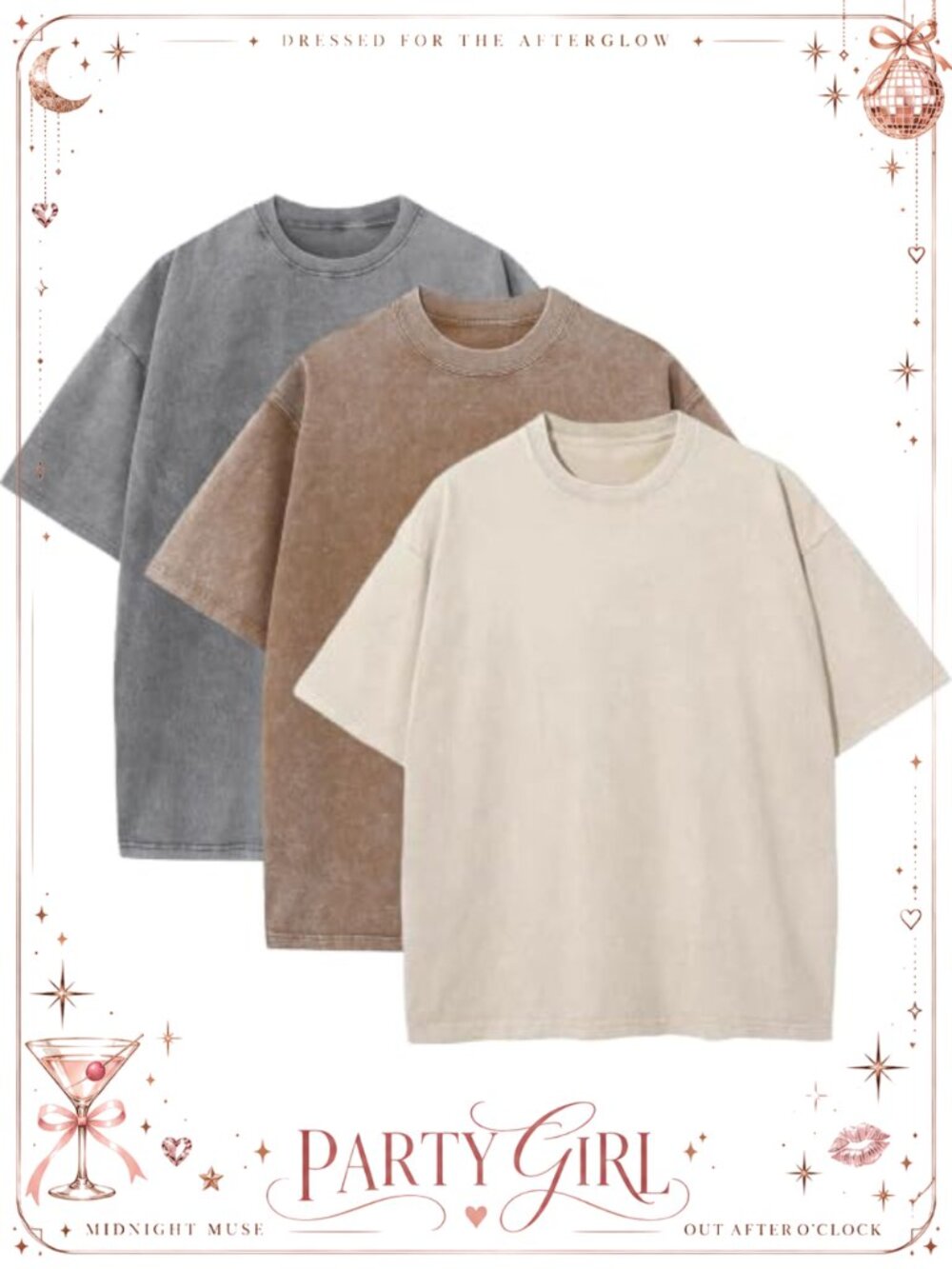 Oversized Acid Washed Cotton Crewneck Tee Short Sleeve Relaxed Fit T-Shirt
